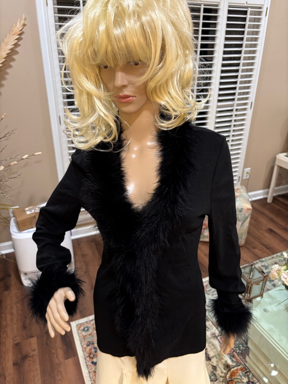 Black Faux Fur Trim Jacket